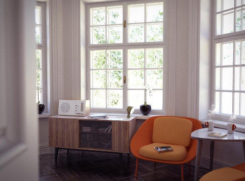 3d visualisation of a vintage livingroom by nanibystudio