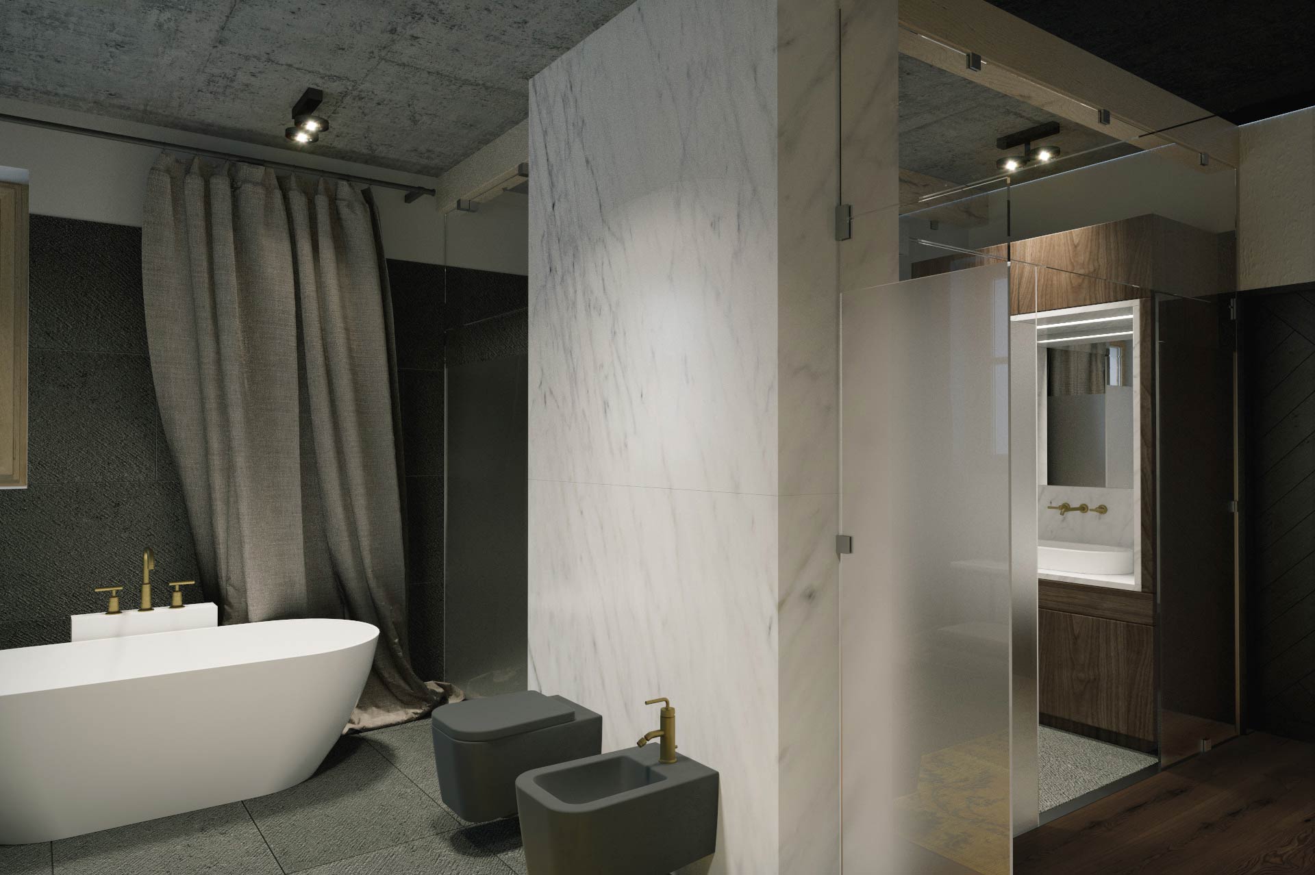 Wizualizacja 3D łazienki w luksusowym domu jednorodzinnym